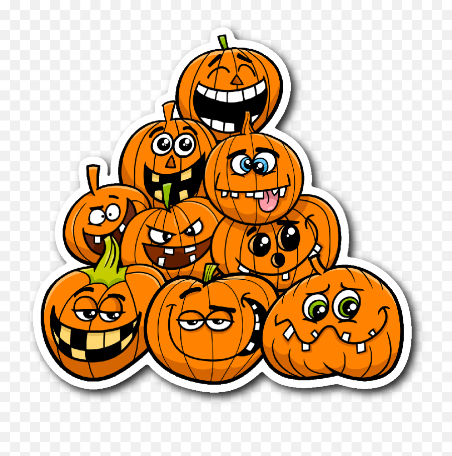 Funny Face Halloween Jack U0027o Lantern Pile Vinyl Die Cut Sticker - Funny Face Haloween Pumpkin Png,Jack O Lantern Transparent