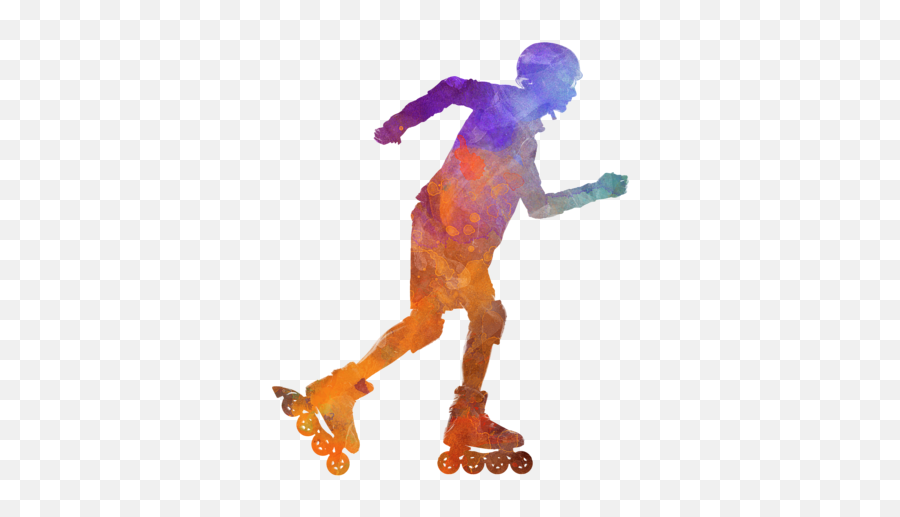 Roller Skater Inline 03 In Watercolor - Inline Skates On Man Png,Roller Skates Png