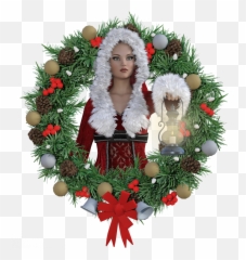Christmas Wreath Women Fantasy - Transparent Background png