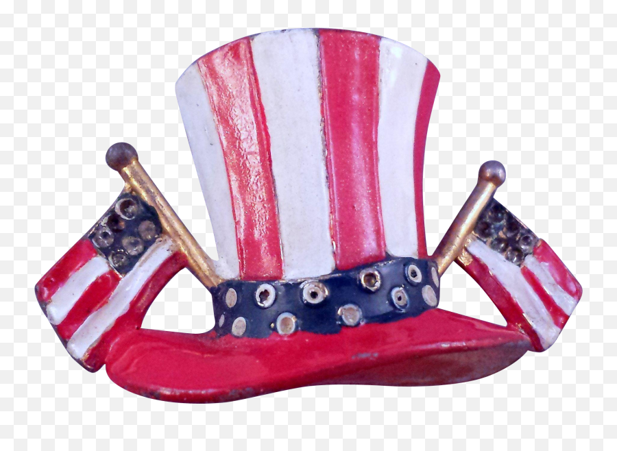 Vintage Patriotic U0027uncle Samu0027 Hat Enameled Fur Clip - Costume Hat Png,Uncle Sam Hat Png
