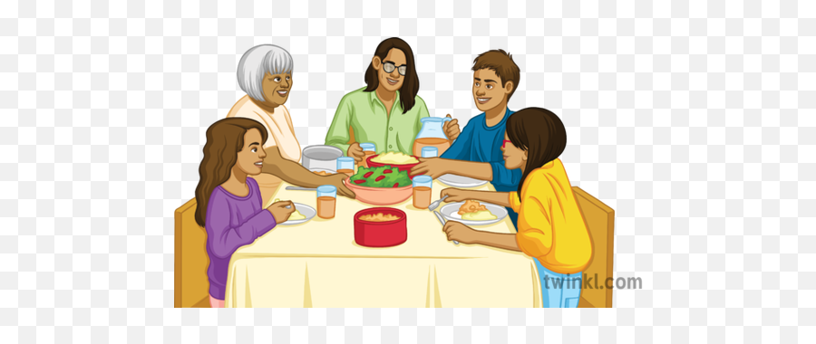 Cena Family Eating Dinner Illustration - Conversation Png,Dinner Png