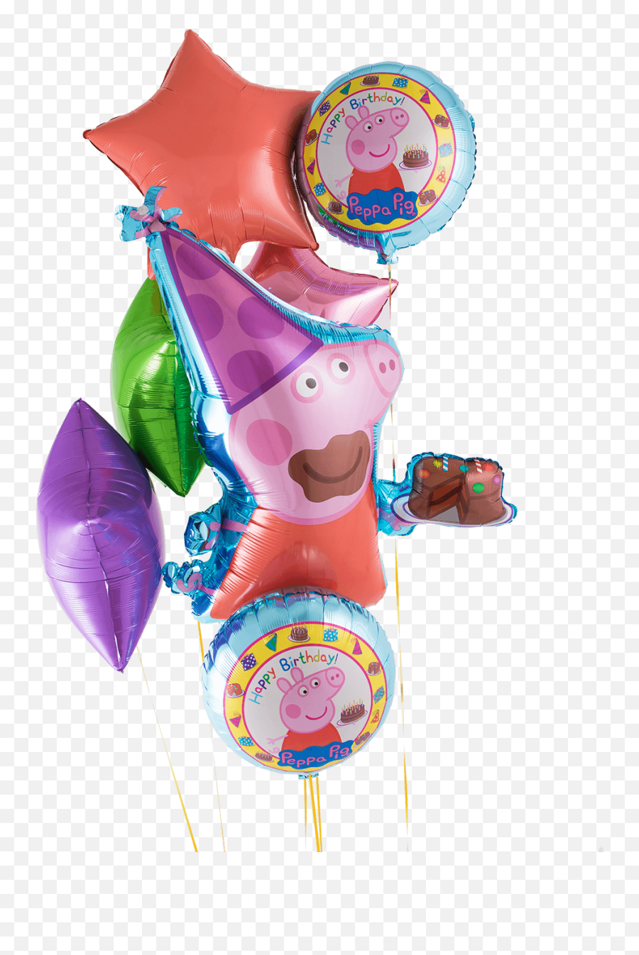 Peppa Pig Birthday Foil Balloon Bouquet - Christams Peppa Pig Balloon Png,Peppa Pig Png