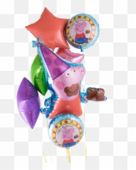 Peppa Pig Birthday Foil Balloon Bouquet - Christams Peppa Pig Balloon Png,Peppa Pig Png