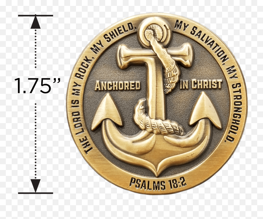 Anchored In Christ Antique Gold Plated Christian Challenge Coin - Jeremiah 2911 Christian Challenge Coins Png,Gold Menorah Icon