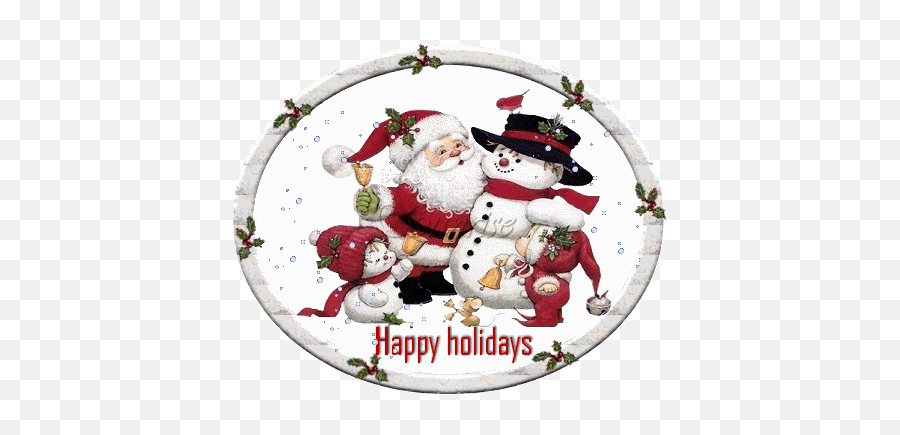 Clip Art Animated Gif Happy Holidays - Santa Claus And Snowman Png,Transparent Snow Gif