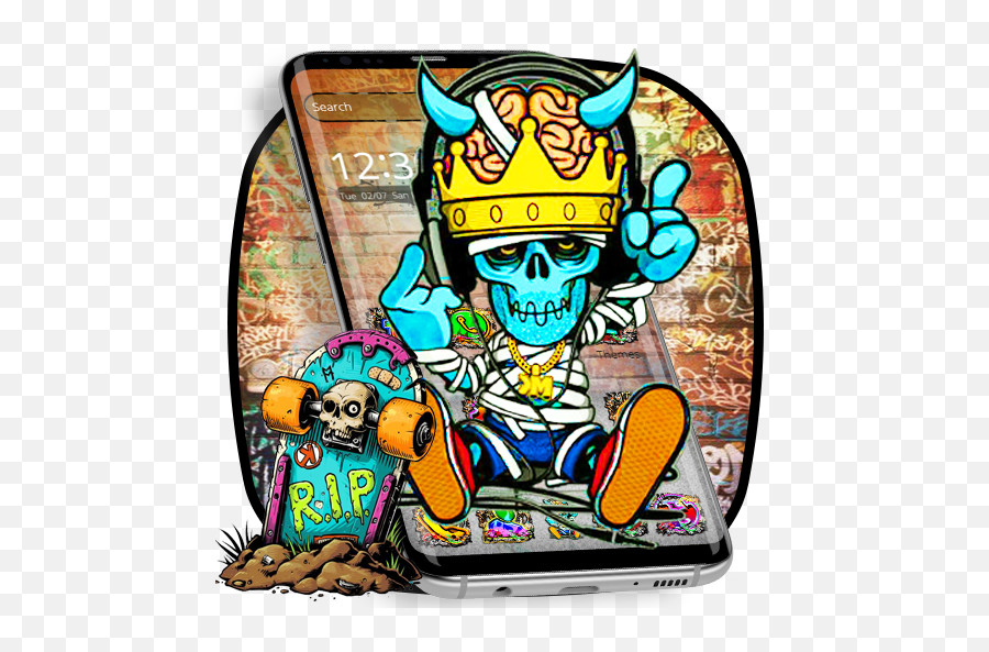 Graffiti Music Crown Skull Theme - Cartoon Png,Graffiti Crown Png