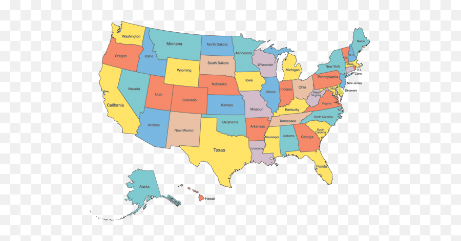 Blank Usa Map - Learn The Us States Png,Usa Map Png