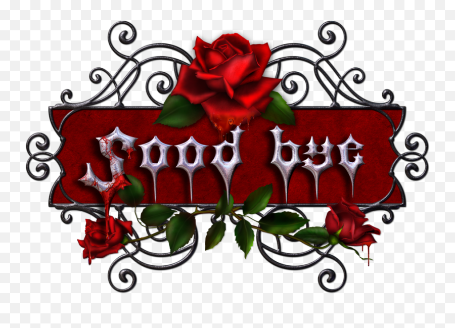 Goodbye Clipart Bye - Word Bye With Flowers Transparent Gothic Rose Png,Goodbye Png
