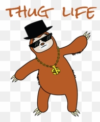 Funny Lazy But Cute Tshirt Design Thug Life Sloth - Shirt Fictional Character png