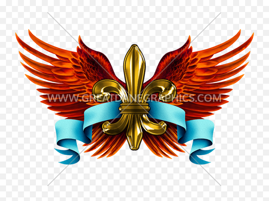 Wings With Fleur De Lis Production Ready Artwork For T - Wings Color Png,Fleur De Lis Png