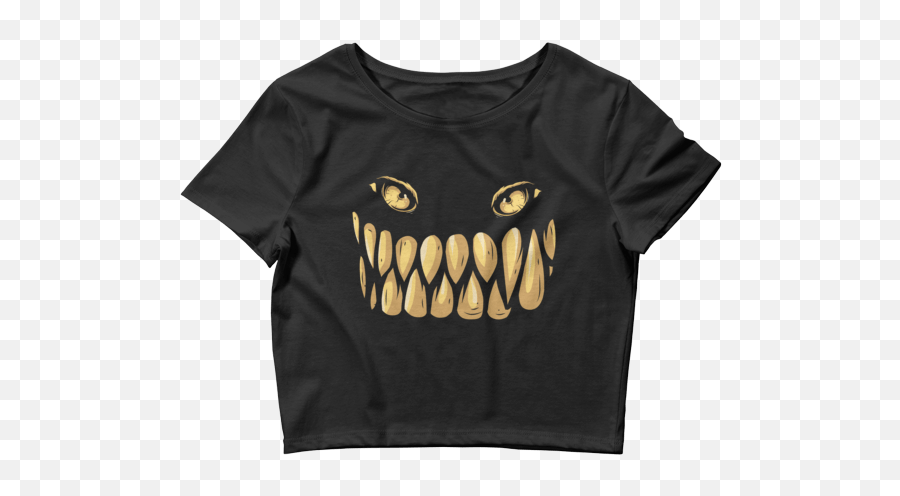 Womenu2019s Scary Monster Teeth And Eyes Crop Top - Short Sleeve Png,Monster Teeth Png