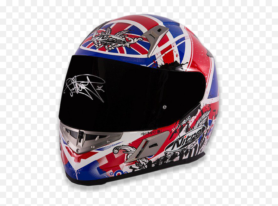 Carl Fogarty Signed Nitro Motorcycle Helmet With Dark Visor - Casco Carl Fogarty Png,Red Icon Motorcycle Helmet