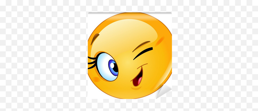 Female Emoticon Winking Wall Mural U2022 Pixers - We Live To Change Smiley Pics For Whatsapp Png,Funny Icon For Whatsapp