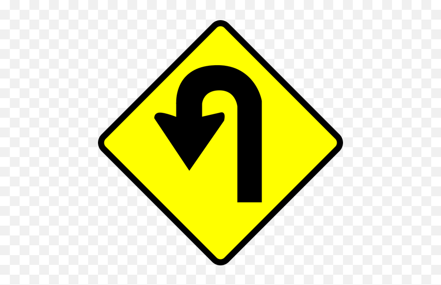 U - Turn Caution Sign Vector Image Public Domain Vectors U Turn Clipart Png,Caution Icon Vector