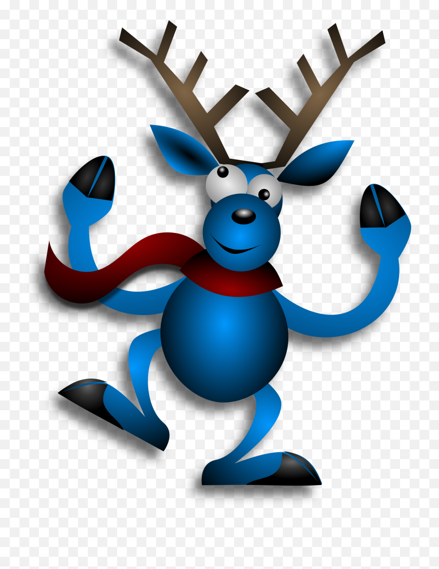 Dancing Reindeer Clipart - Blue Christmas Reindeer Cartoon Png,Reindeer Clipart Png