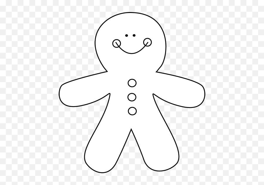 Gingerbread Man Black And White Clipart Kid - Blank Gingerbread Man Png,Happy Man Png