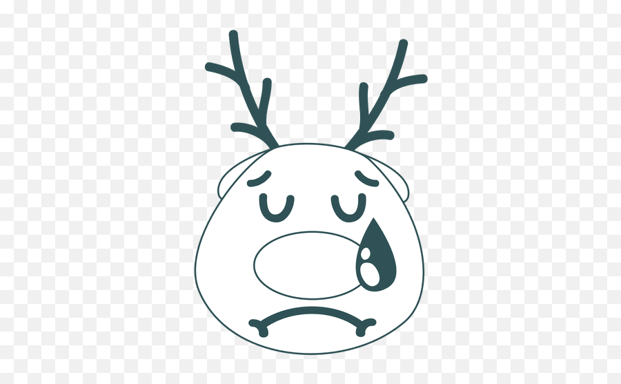 Cry Reindeer Face Green Stroke Emoticon 44 - Transparent Png Cara De Reno En Trazos,Cry Png
