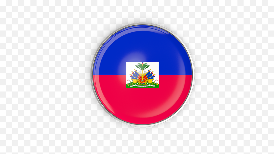 Round Button With Metal Frame - Haiti Flag Icon Png,Haiti Flag Png