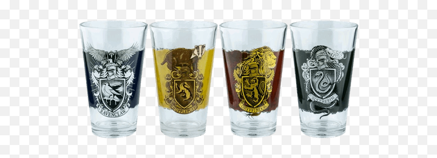 Harry Potter - Hogwarts Houses 4piece Glass Tumblers Harry Potter Shot Glasses Png,Hogwarts Transparent