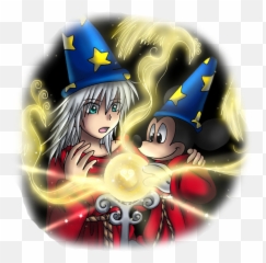 Mickey Teaching Riku Magic - Kingdom Hearts Riku And Mickey Mouse Png,Riku Png