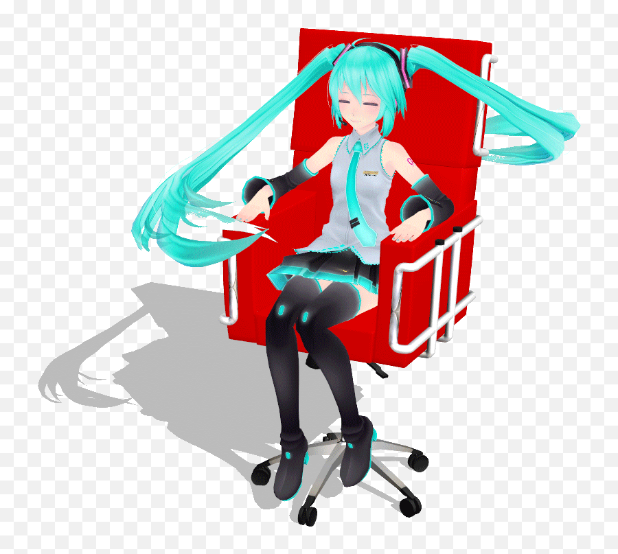 Hatsune Miku Chair Sticker For Ios Android Giphy Dancing - Hatsune Miku Transparent Gif Png,Hatsune Miku Transparent