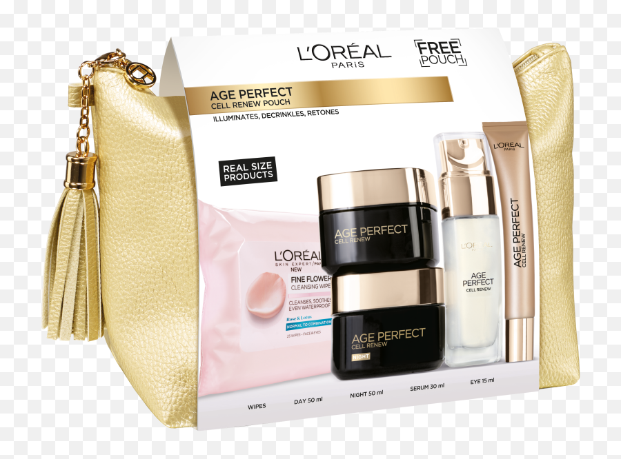 Lu0027oréal Paris Age Perfect Cell Renew Bag Day Cream 50ml Night Serum 30ml Eye 15ml Wet Wipes 50503015 Ml - L Oreal Age Perfect Cell Renew Set Png,Perfect Cell Png