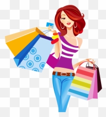 Girl Shopping Clipart Png - Girl With Shopping Bags Clipart,Bags Png
