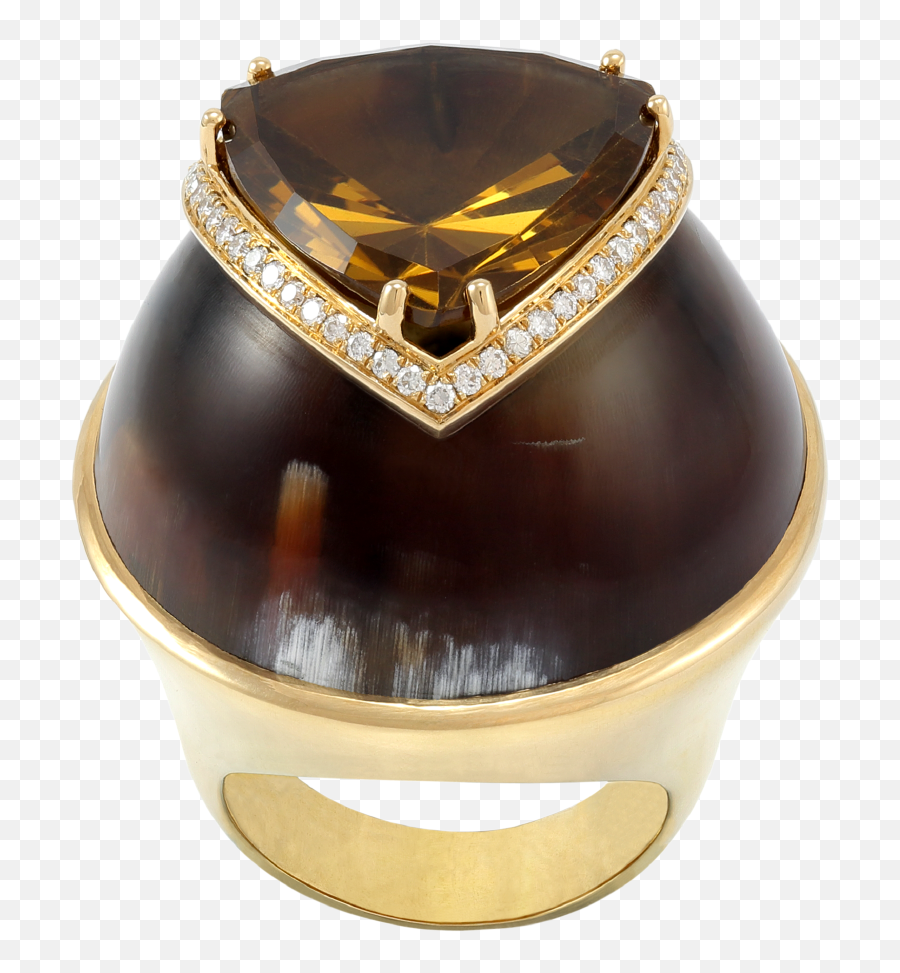 18kt Yellow Gold Ring With Uphondo Citrus And Diamonds - Brass Png,Gold Ring Png