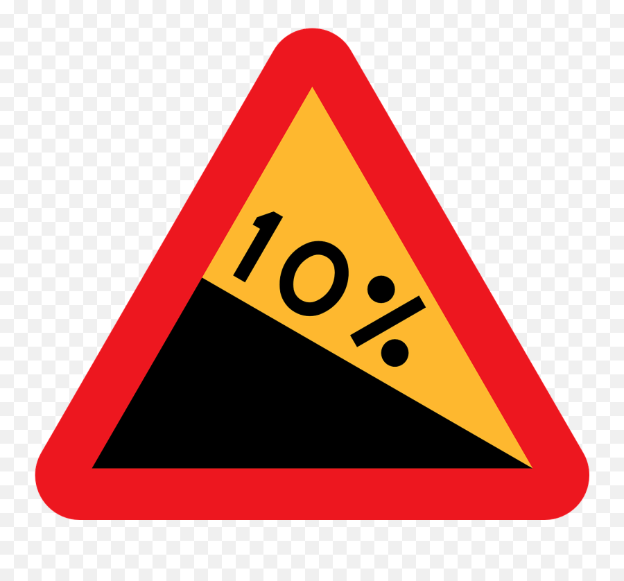 Steep Hill Downwards Roadsign Road Sign Public - Warning Road Signs In Greece Png,Caution Icon Vector