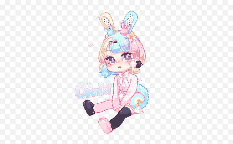 Bunny Girl Blink Sticker - Bunny Girl Blink Coexist Pastel Girl Cute Pixel Gif Png,Pastel Anime Icon
