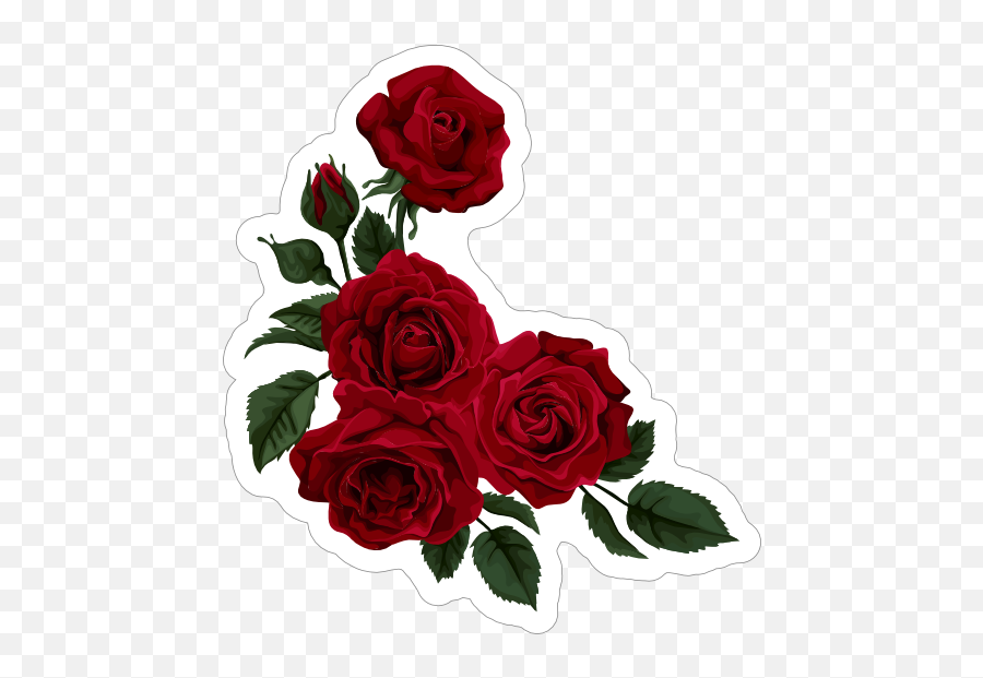 Deep Red Roses Flower Stickers - Red Rose Flower Sticker Png,Red Rose Transparent Background