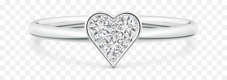Pave Set Lab Grown Diamond Heart Promise Ring - Solid Png,Diamond Heart Png
