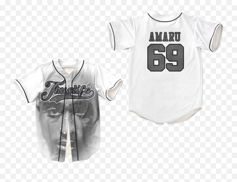 Tupac Shakur Makaveli Los Angeles Thug Life Baseball Jersey Amaru Dye Sub - Short Sleeve Png,Thug Life Hat Png