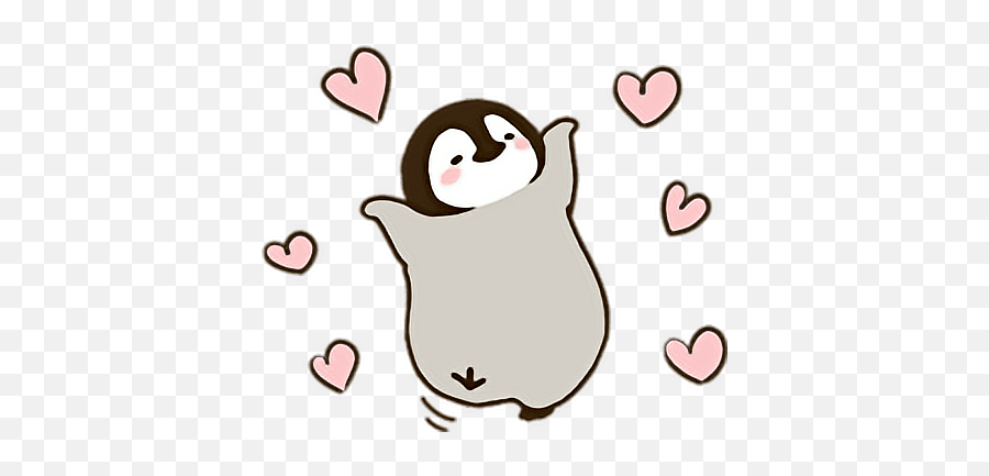 Kawaii Penguin Love Heart - Cute Penguin Drawing Full Size Cute Penguin Drawing Png,Kawaii Heart Png