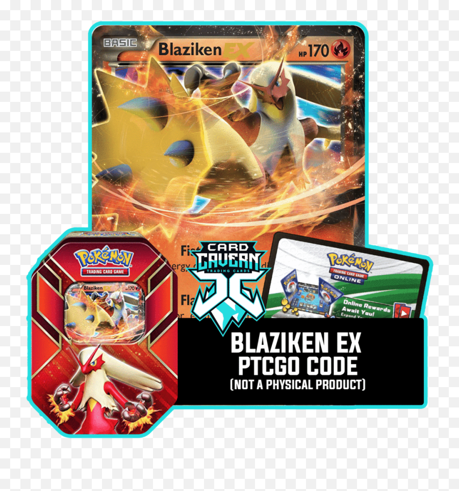 Hoenn Power Tin Blaziken Ex - Fiery Focus Deck Ptcgo Code Blaziken Ex Png,Blaziken Png