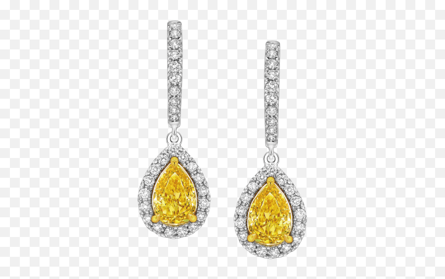 Fancy Intense Yellow Pear Shaped Earrings - Larry Jewelry Earrings Png,Yellow Diamond Png