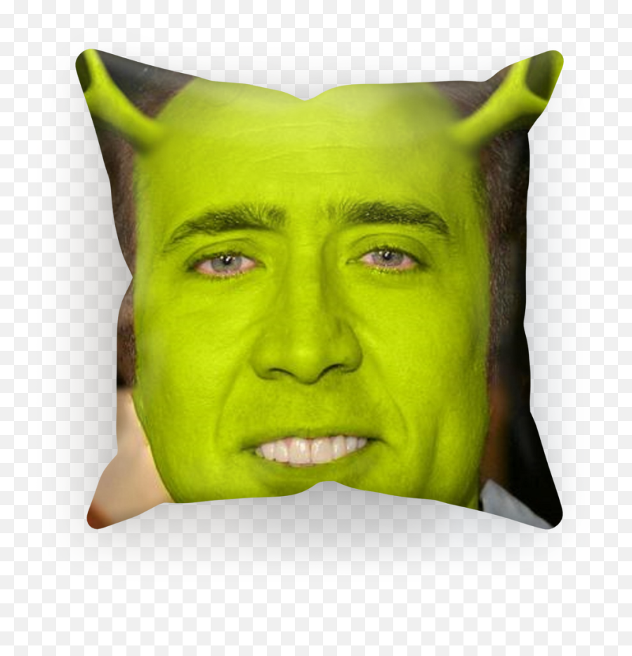 Nicolas Cage As Shrek Sublimation Cushion Cover - Nicolas Cage Shrek Pillow Png,Shrek Head Png