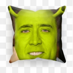 Nicolas Cage As Shrek Sublimation Cushion Cover - Nicolas Cage Shrek Pillow Png,Shrek Head Png