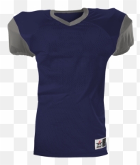 Alleson 751y Youth Pro Game Football Jersey - Navy Silver Short Sleeve png