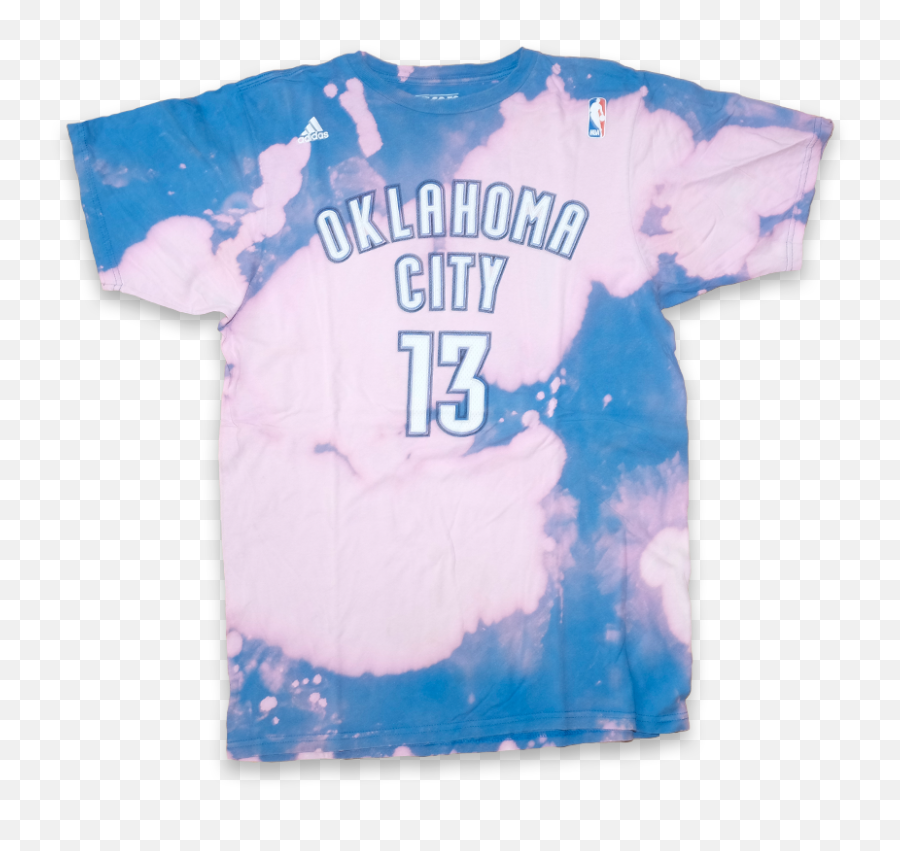 Adidas James Harden Okc Bleach T - Shirt Large Pink N Blue Bleach T Shirt Png,James Harden Png