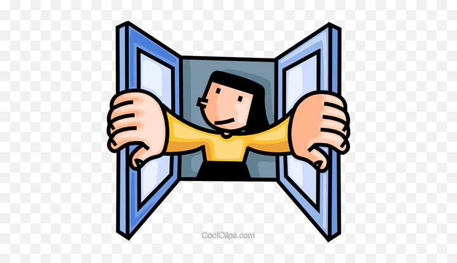 Woman Opening A Window Royalty Free Vector Clip Art - Open The Window Png,Window Clipart Png