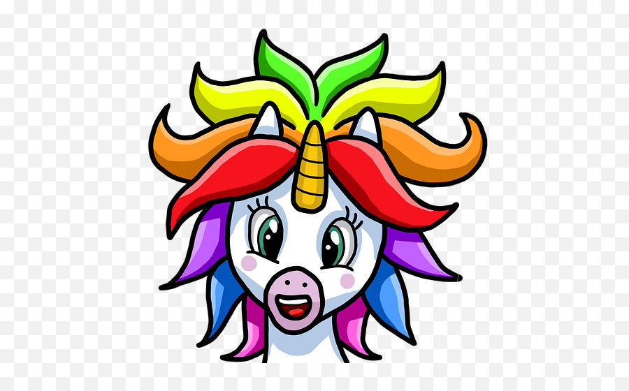 Unicorn Rainbow Hairstyle Horn Pretty - Free Image From Crazy Hair Cartoon Png,Unicorn Face Png