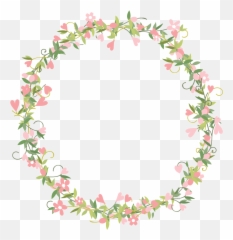 Fresh Girl Heart Pink Flowers - Transparent Circle Png