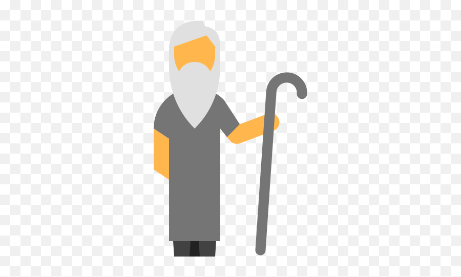 Wise Old Man Icon In Color Style - Walking Stick Png,Old Person Icon