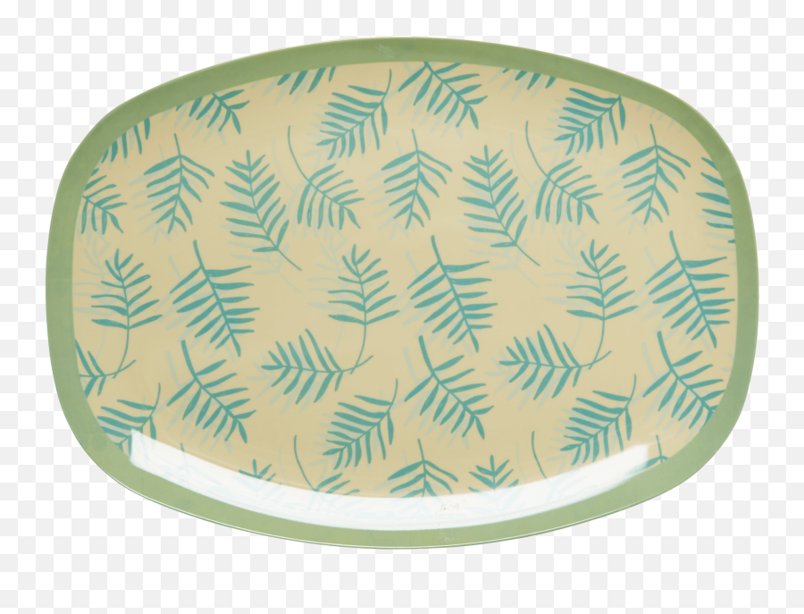Melamine Rectangular Plate With Palm Leaves Print Green - Rice Tallerkener Oval Png,Palm Leaves Transparent