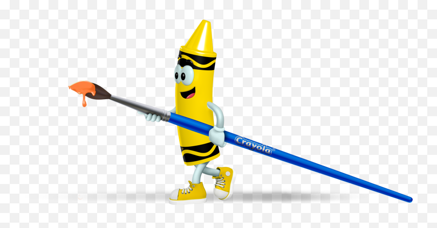 Yellow Crayon Cartoon Character Holding - Crayola Png,Crayola Png