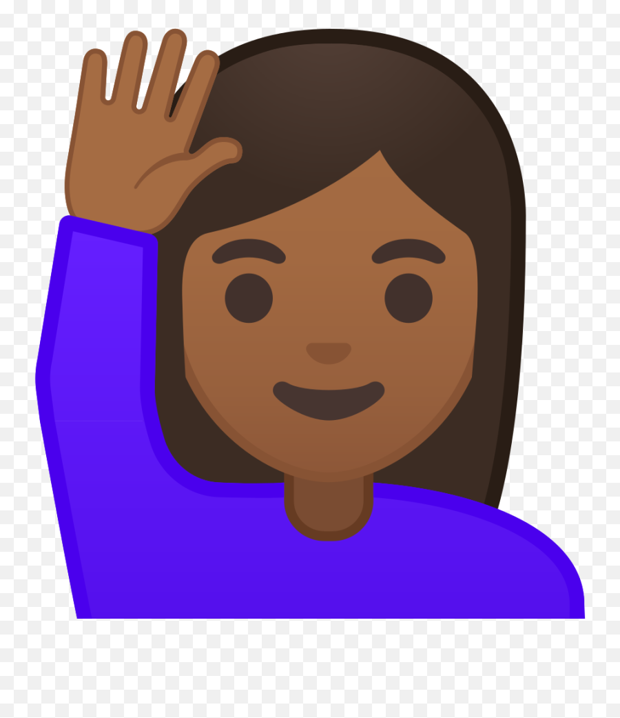 Woman Raising Hand Medium Dark Skin Tone Icon Noto Emoji - Emoji Levantando La Mano Png,Woman Hand Png