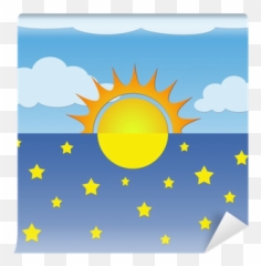 Wall Mural Night And Day Illustration With Sun Sky - Horizontal png