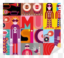 Sticker Music - pop art vector illustration PIXERSUS Collage About Pop png
