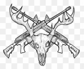 Download Hd Deer Skull Drawing - Transparent PNG Head